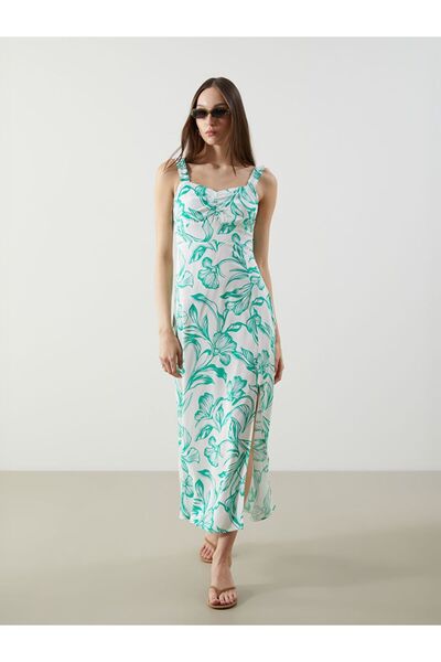 LC Waikiki Lcwaikiki Classic Heart Neckline Floral Dress