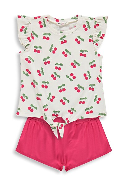 Civil Girls Σετ με σχέδιο κεράσια για παιδιά 6-9 ετών - Εκρού