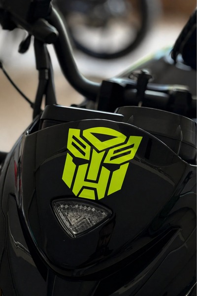 Banxtre Motor ve Kask için Neon Sarı Renk Transformers Sticker Etiket (1 Adet)