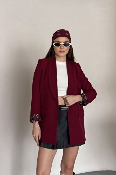 Potenza Γυναικείο μπλέιζερ με λεοπάρ επένδυση, εμφάνιση τσέπης, μακρυμάνικο, ...