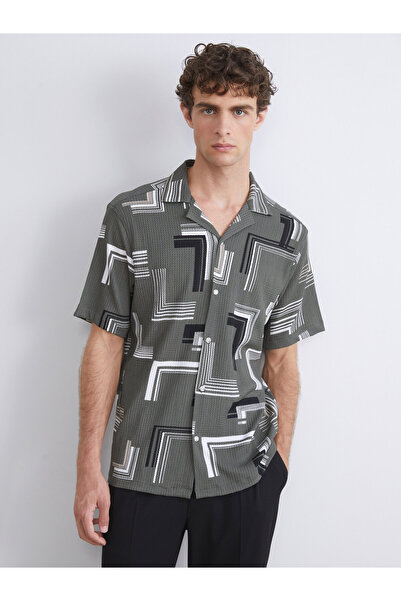 LC Waikiki Regular Fit Short Sleeve Patterned Viscose Men's Shirt