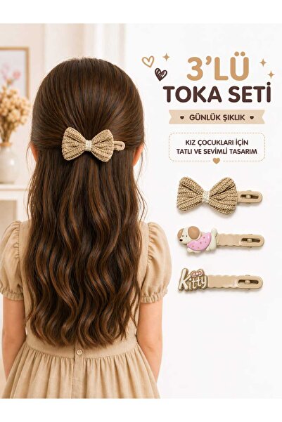 mdm style 3-Piece Girls' Hair Clips Set with Bows and Figured Hairpins