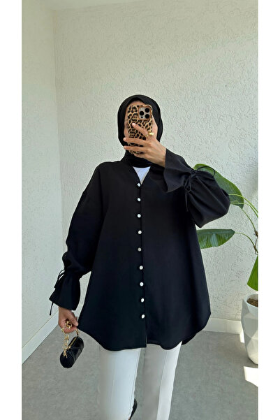 TATULA Tie-Back Sleeve and Relaxed Fit Shirt
