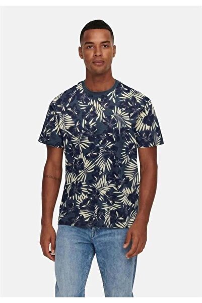 Only & Sons OnsPerry Life Reg Leaf AOP SS Tee Ανδρικό Μπλουζάκι Peacoat (2202...