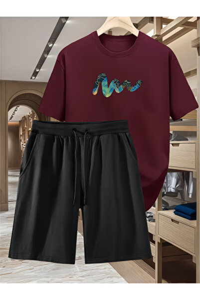 LAVİTTA Shorts and Top Tracksuit Set Printed Oversize Crew Neck