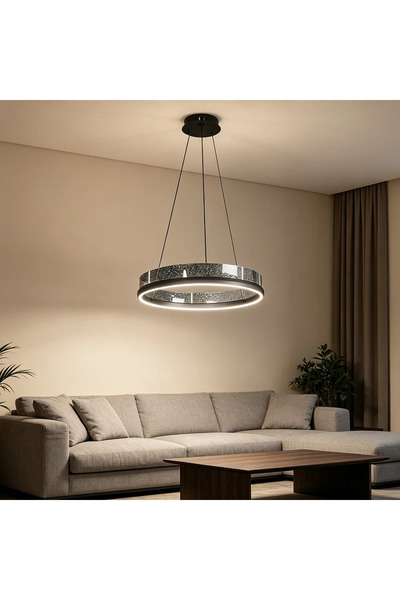 HAMER Ultra Modern Black Ring Light – 3 Color Lighting – 65W
