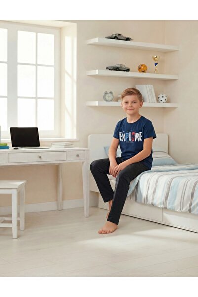 LİLA İÇ GİYİM Σετ πιτζάμες για αγόρια με στάμπα και κοντά μανίκια