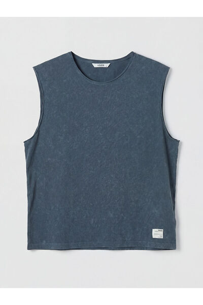 LC Waikiki تي شيرت إنديجو بدون أكمام للرجال من القطن الممشط