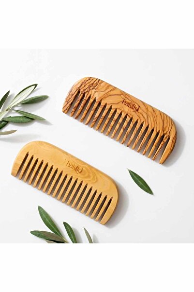 Hakiki Store Kişiye Özel Geniş Dişli Şimşir ve Zeytin Tarak Seti 12 Cm | Doğa...