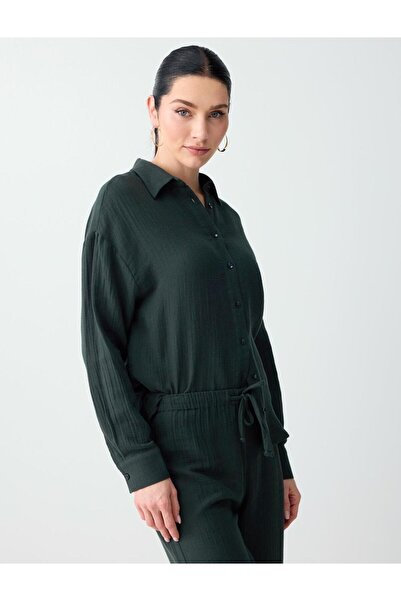 Jimmy Key Σκούρο πράσινο πουκάμισο με άνετη εφαρμογή, μακρυμάνικο, 100% βαμβα...