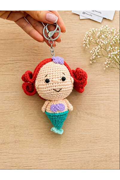 Thezuffy Breloc tricotat cu sirenă Amigurumi, lucrat manual – Cadou adorabil,...