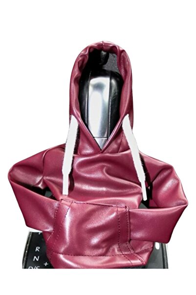 Junior Kapüşonlu Vites Başlığı Kılıfı - Siyah Suni Deri Hoodie Tasarım - Manuel ve Otomatik Vites Aksesuarı