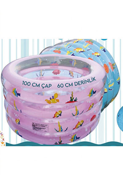 e-vitrin PEMBE 100 cm Şişme Bebek Havuzu - 60 cm Derinlikli Çocuk Deniz Havuz...