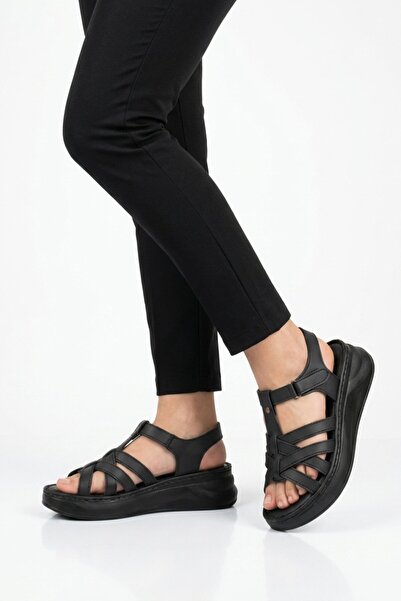 AYAKMOD Black Soft Sole Women's Heeled Sandals 492113 Z