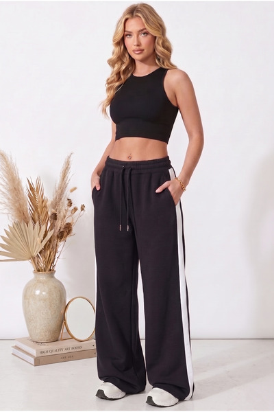 DAXİS Sportwear Company ΓΥΝΑΙΚΕΙΑ Φαρδιά Φούτερ Παντελόνια με Λευκές Ρίγες