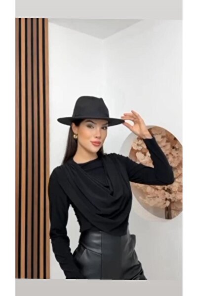 Sara Deluxe DEGAJE YAKA DRAPELİ UZUN KOLLU BLUZ