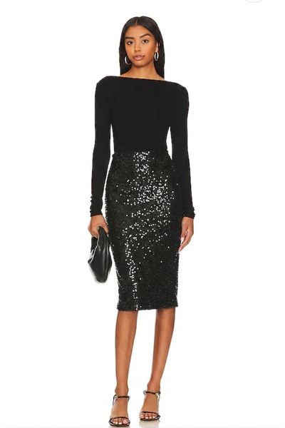 AFR CLOTHES Λαμπερή υφασμάτινη φούστα με παγιέτες, μήκους μίντι, ψηλόμεση, με...