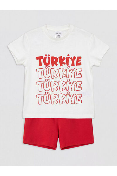 LC Waikiki Ecru Turkey Printed Baby Boy Shorts Set from Güli̇s Gi̇yi̇m