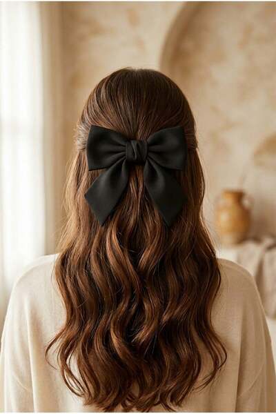 Katia&Bony Σατέν Φιόγκος Αυτόματη Πόρπη Μαύρη