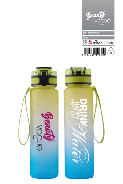 Beauty Vogue Suluk Su Matarası 1L - BPA İçermez Tritan Motivasyonel Suluk - O...