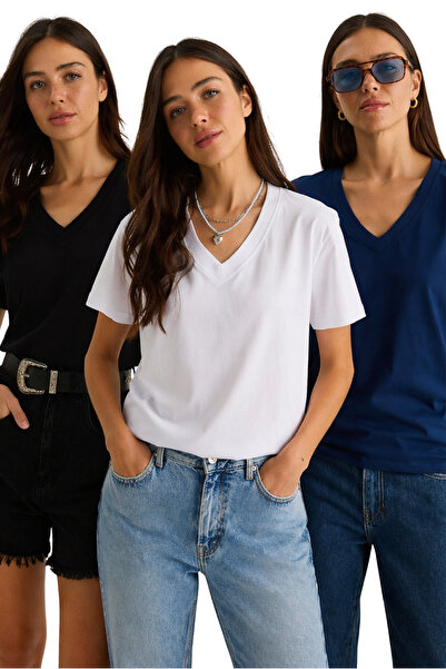 Bianco Lucci Γυναικείο μπλουζάκι Comfort Fit από 100% οργανικό βαμβάκι με βαθ...