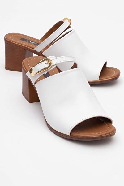 Lizy Shoes Παντόφλες με χοντρό λουράκι και λεπτομέρεια αγκράφας