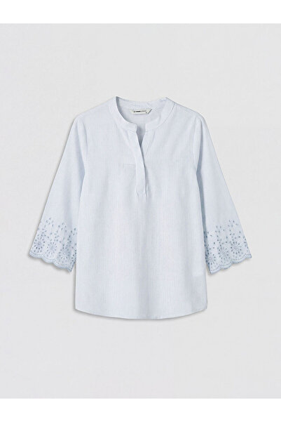 LC Waikiki Indigo Striped Collar Blouse from Güli̇s Gi̇yi̇m