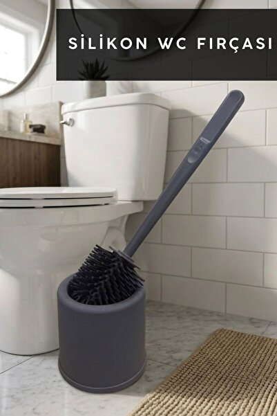Tercih Home Silikon Wc Tuvalet Banyo Fırçası Klozet Fırçası Siyah Yuvarlak Si...