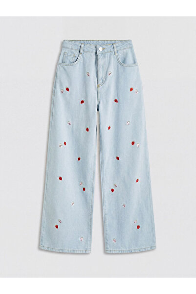 LC Waikiki RMZ GİYİM FARKİLYA Pantaloni din denim pentru fete, cu picior larg...