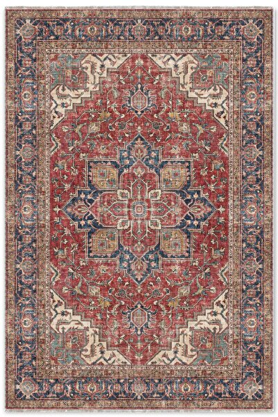 Pastel Home Kiremit Kırmızı Lacivert Boho Eskitme Şönil Halı Kilim Yolluk Kay...
