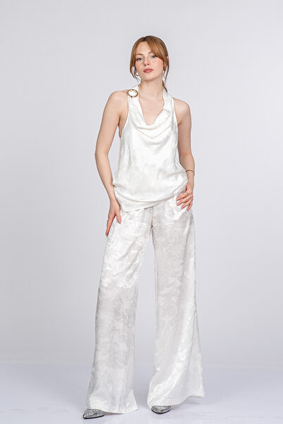 MissVina Σετ από σατέν ύφασμα με σχέδιο Zenara Degaje Halter Collar