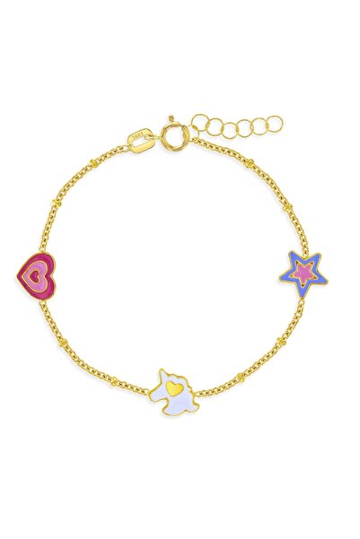 BEBEGOLD Βραχιόλι από χρυσό 14Κ για παιδιά – Μονόκερος, Καρδιά και Αστέρι με ...