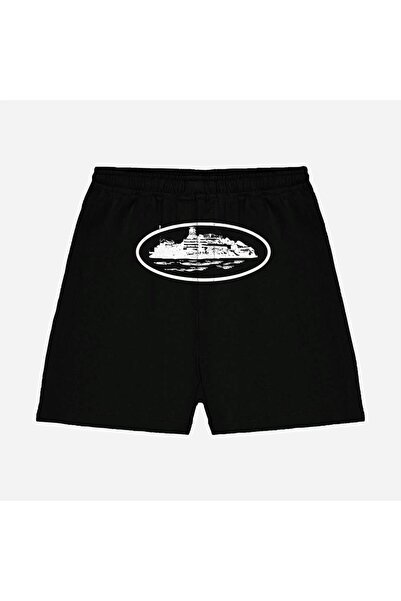 CLASSY.MODA Μαύρο σορτς με στάμπα, άνετη εφαρμογή, ελαστική μέση, καθημερινό ...