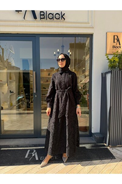 Babil Butik 2601-5011 Yaka Detay Kadın Elbise Siyah
