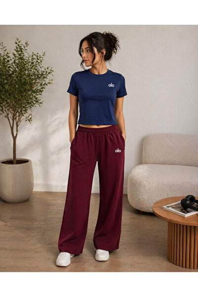 ZAVIXO Γυναικείο Crop T-Shirt & Σετ Χαλαρό Παντελόνι, 100% Βαμβάκι, Καθημεριν...