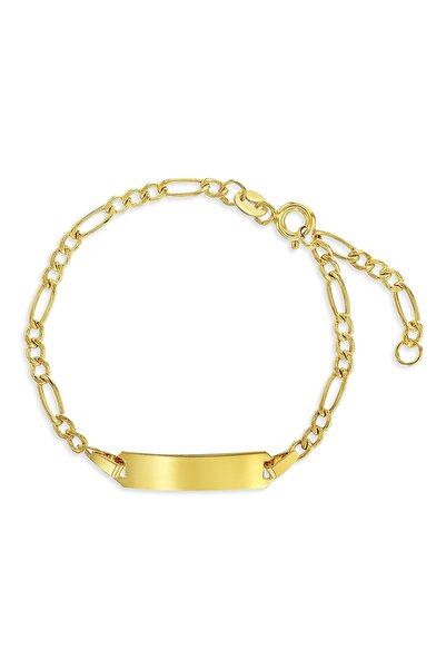 BEBEGOLD Βραχιόλι από χρυσό 14Κ για βρέφη και παιδιά, μοντέλο Φιγκαρό με πλακ...