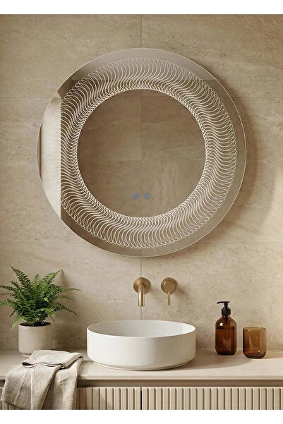 Olivy Oglindă de baie cu LED ⌀ Rotund de 80 cm, 3 abajururi, dezaburitor și c...