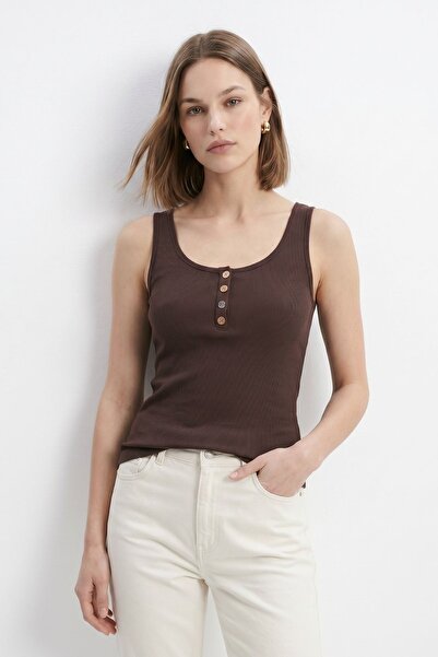 Rays Καφέ Αθλητικό Μπλουζάκι με Λεπτομέρεια Κουμπιού Μπροστά 634