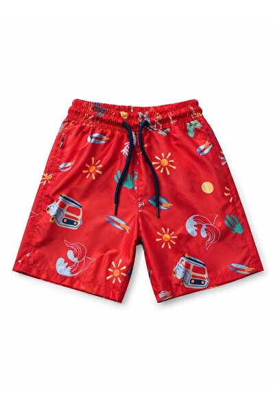 vovido Αγορίστικο σορτς κολύμβησης με κόκκινο σχέδιο – Καλοκαιρινό σορτς παρα...