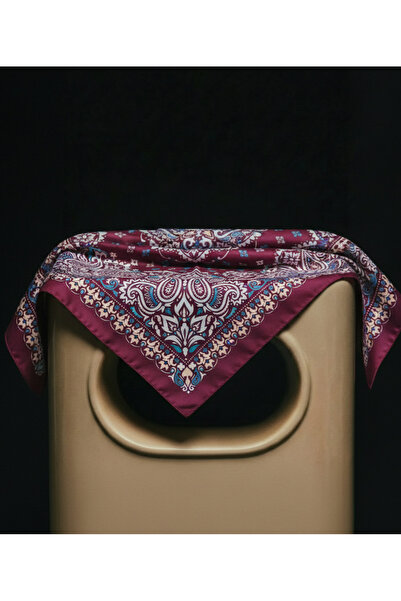 TAMA Burgundy Ethnic Patterned Scarf 70Cmx70Cm