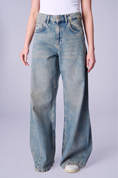 Twister Jeans Verona 9475-01 Tint Blue Dikiş Detaylı Yüksek Bel Bol Kadın Bag...