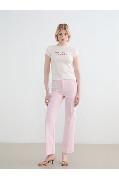 LC Waikiki Nevavm High Waist Tight Fit Women's Pants with Difference