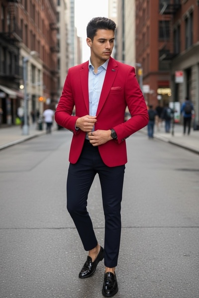 dehaine Ανδρικό μπουφάν, στενή γραμμή, καρό, B8339, κόκκινο