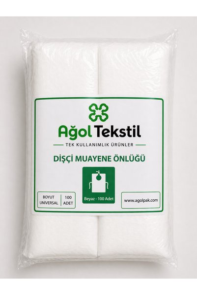 ağol tekstil Beyaz Tela Hasta Önlüğü 100’lü Paket - Dayanıklı Nonwoven Dişçi Önlüğü
