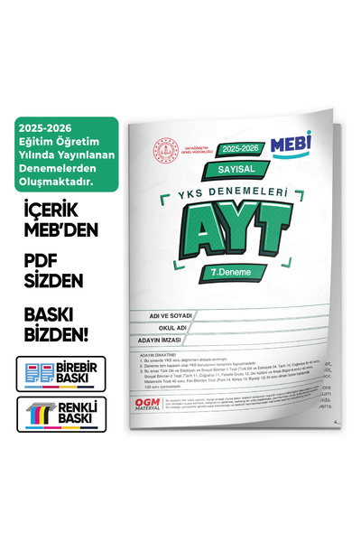 İnformal Yayınları 2026 YKS-AYT SAYISAL MEBİ ONLİNE Türkiye Geneli 7. Deneme ...