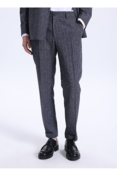 Fabrika Lacivert Erkek Slim Fit Çizgili Takım Elbise SANKRUV- 4- CITY- DB
