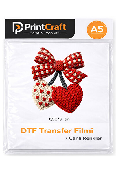 Palo Santo 8,5x10 cm Kırmızı Beyaz Örgü Kiraz Modeli Ütü ile Yapışan DTF Tran...
