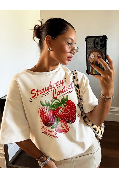 Hira Clothing Μπλουζάκι με στάμπα, κοντό μανίκι και oversized γραμμή