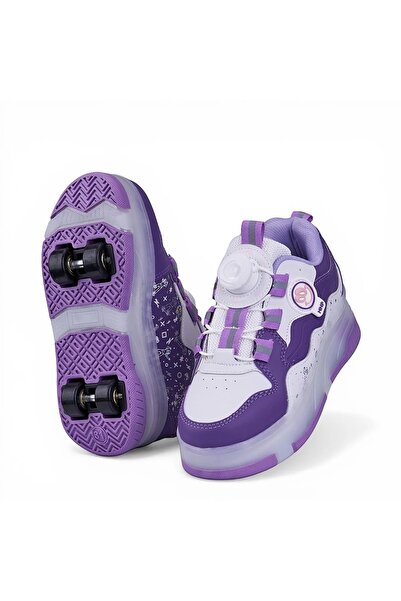 Tuğba Ortopedi 0703 Ortopedik Kız Çocuk Mor Işıklı Tekerlekli Sneaker
