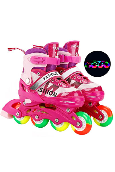 OEM 802AT παιδικά πατίνια, ρυθμιζόμενα S 30-34, με ρόδες LED, ροζ